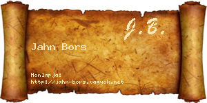 Jahn Bors névjegykártya